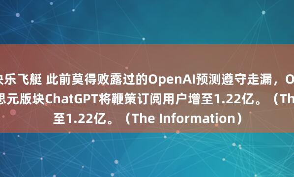 快乐飞艇 此前莫得败露过的OpenAI预测遵守走漏，OpenAI瞻望8好意思元版块ChatGPT将鞭策订阅用户增至1.22亿。（The Information）