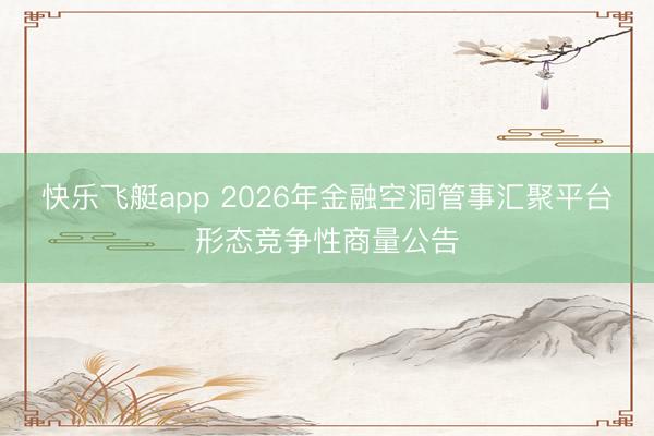 快乐飞艇app 2026年金融空洞管事汇聚平台形态竞争性商量公告